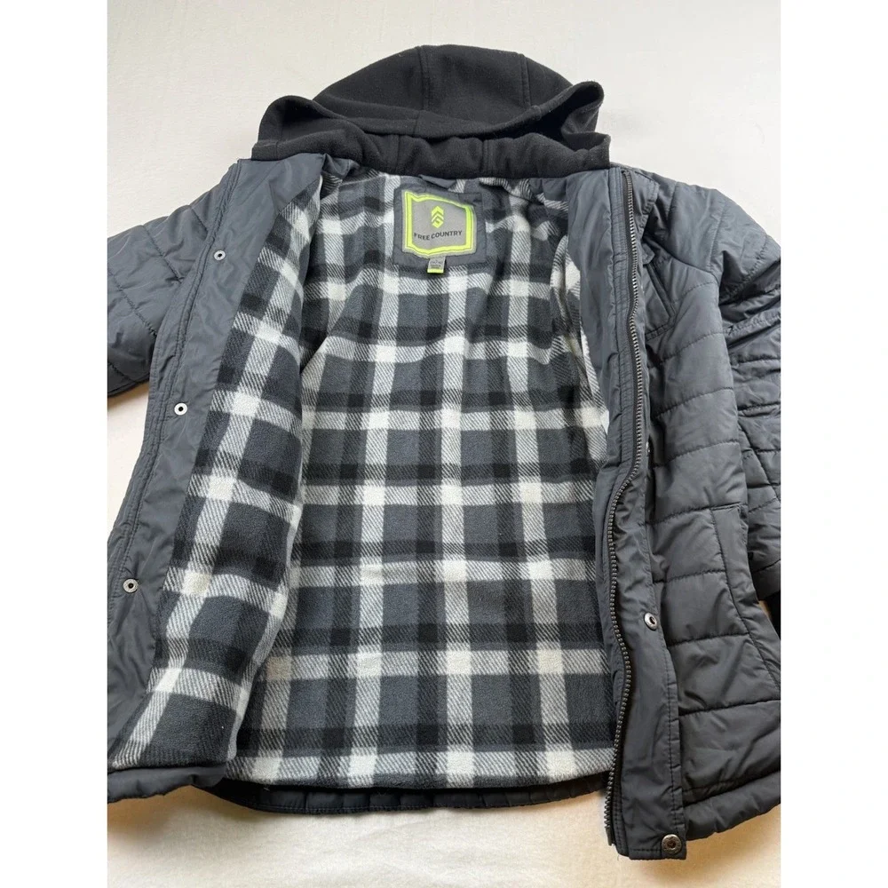 Free Country Hooded Flannel Lined Gary Puffer Jacket Boys L 14/16